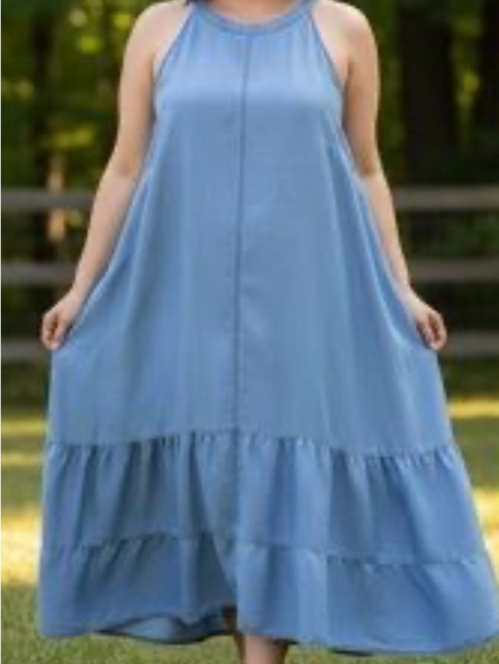 torrid Light Blue Halter Tiered Maxi Dress size 3